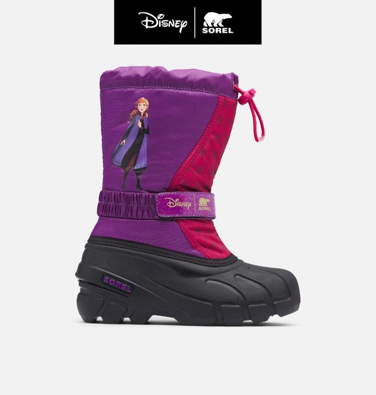 Kids Snow Boots Purple/Black - Sorel Disney X Youth Flurry™ Frozen 2 –Anna Edition - 920587-RMZ